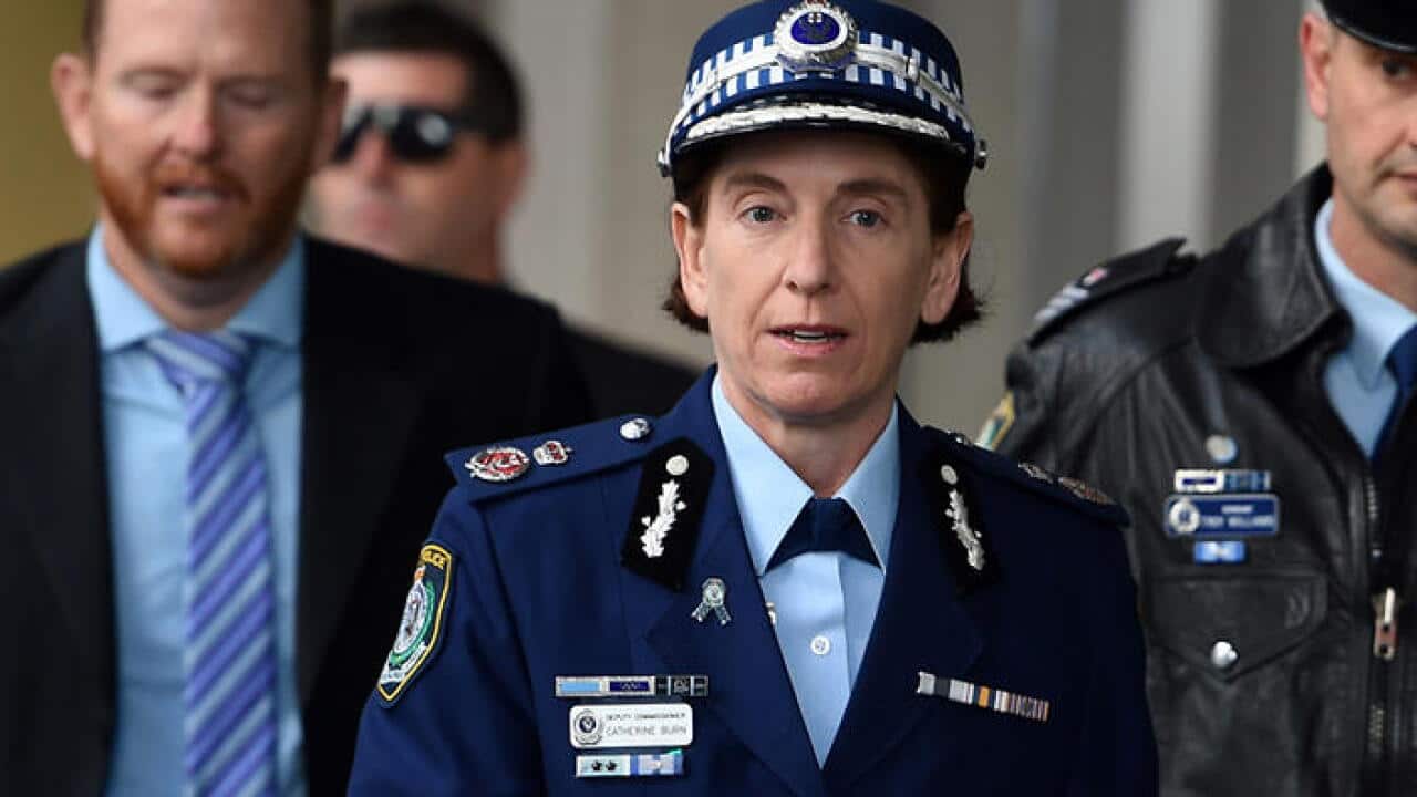 NSW Police Force Deputy Commissioner Catherine Burn arrives at the inquest into the Lindt cafe siege, in Sydney, Tuesday, Aug. 16, 2016.