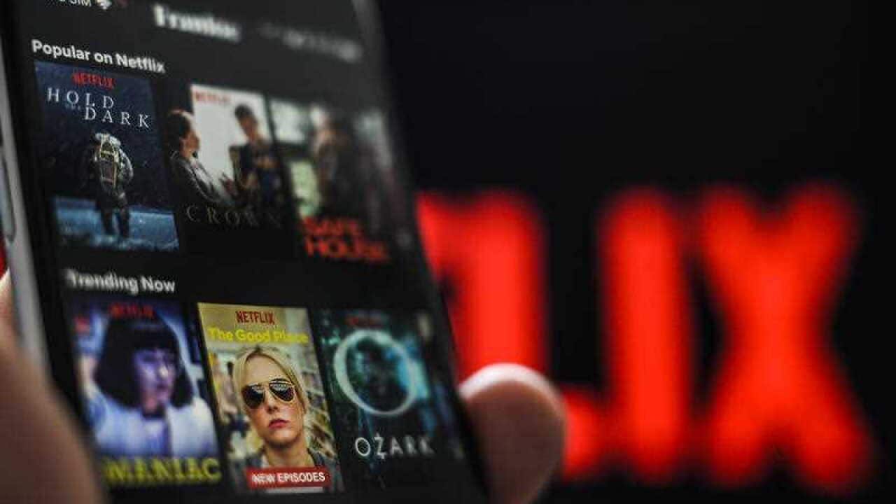 The Netflix application is seen on an Apple iPhone on October 1, 2018.