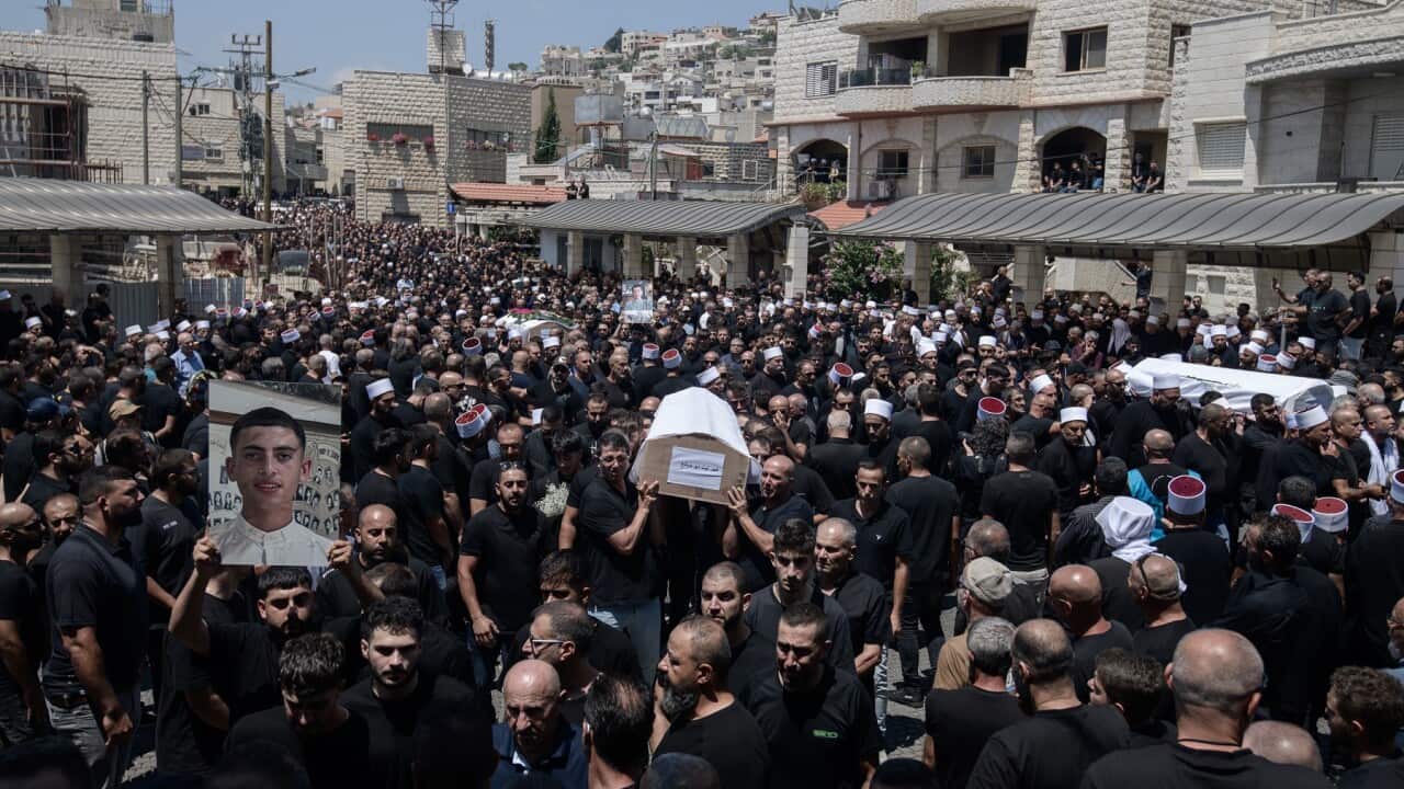 Israel: Funeral of the 12 Druze kids killed by a Hezbollah rocket strike in Majdal Shams