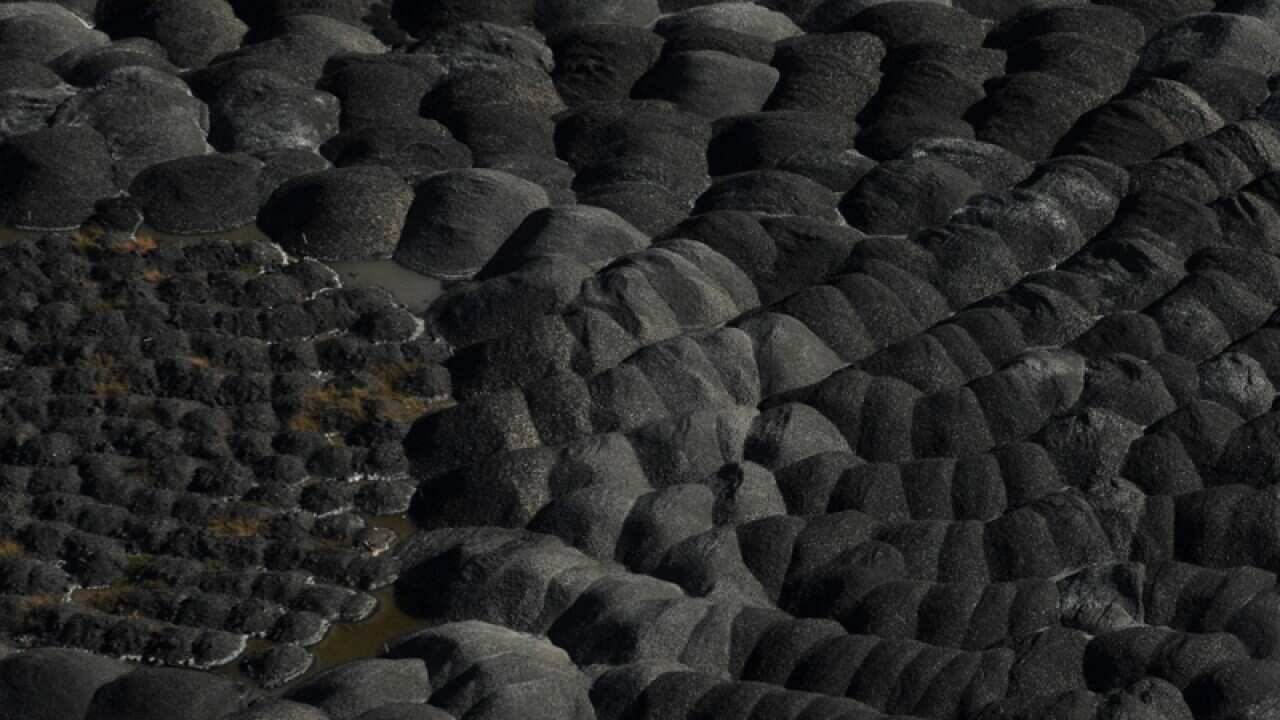 Stock piles of coal at an open cut mine