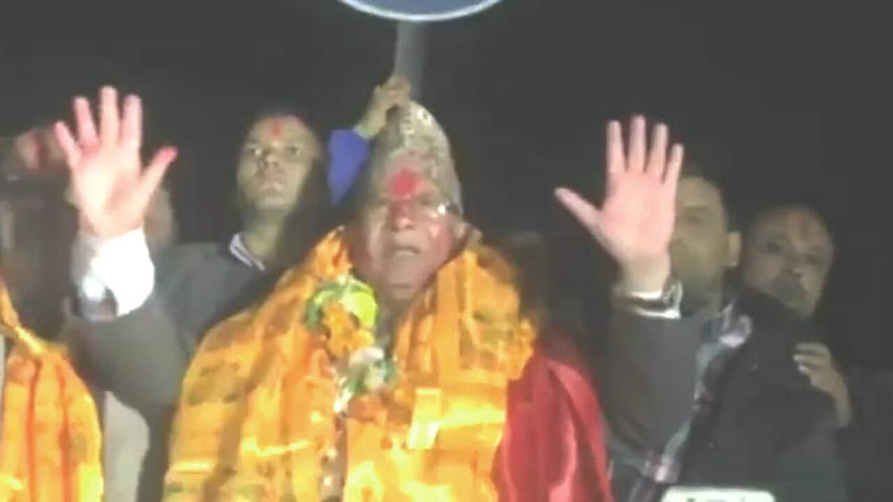 Nepal's former Prime Minister Madhav Kumar Nepal after election victory on 9 Dec 2017.