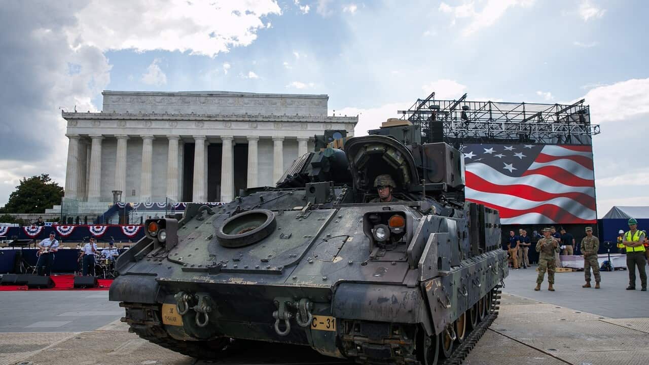 Preparations for 4 July festivities.