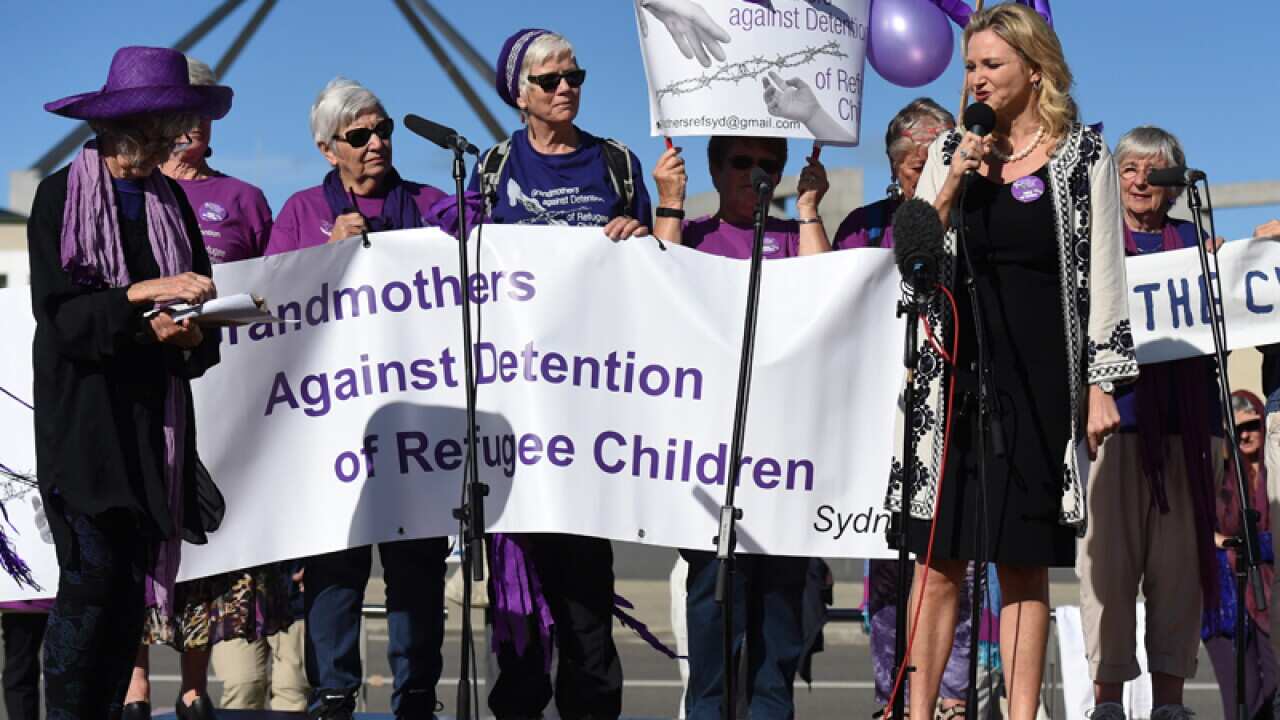 Grandmothers protest the detention of children at Parliament House