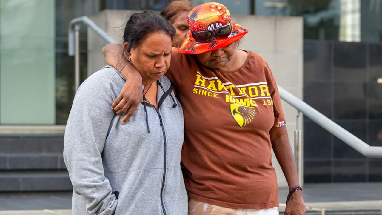 Family and supporters of JC leave the District Court of West Australia in Perth earlier this week.