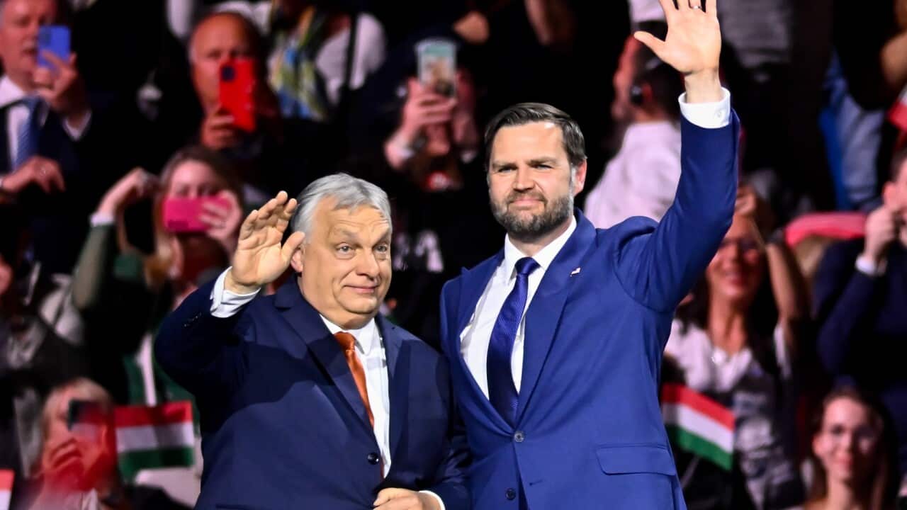 Hungary's Prime Minister Viktor Orban, left, and U.S. Vice President JD Vance (AAP)