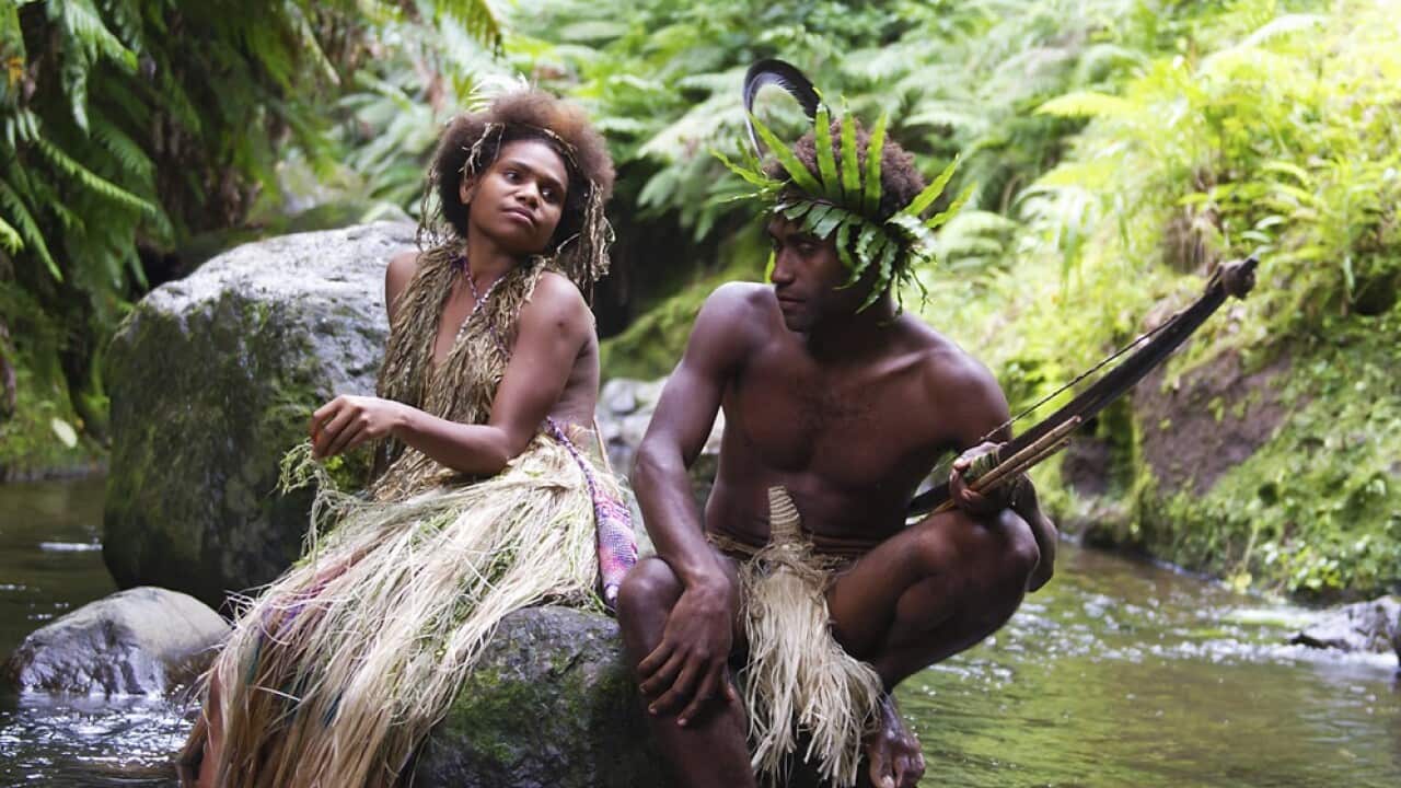Marie Wawa and Mungau Dain in a scene from Tanna.