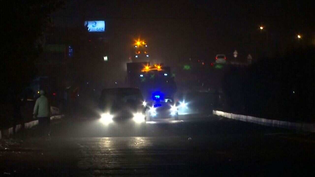 Turkish armed vehicles and military reinforcements moving towards deployment zone