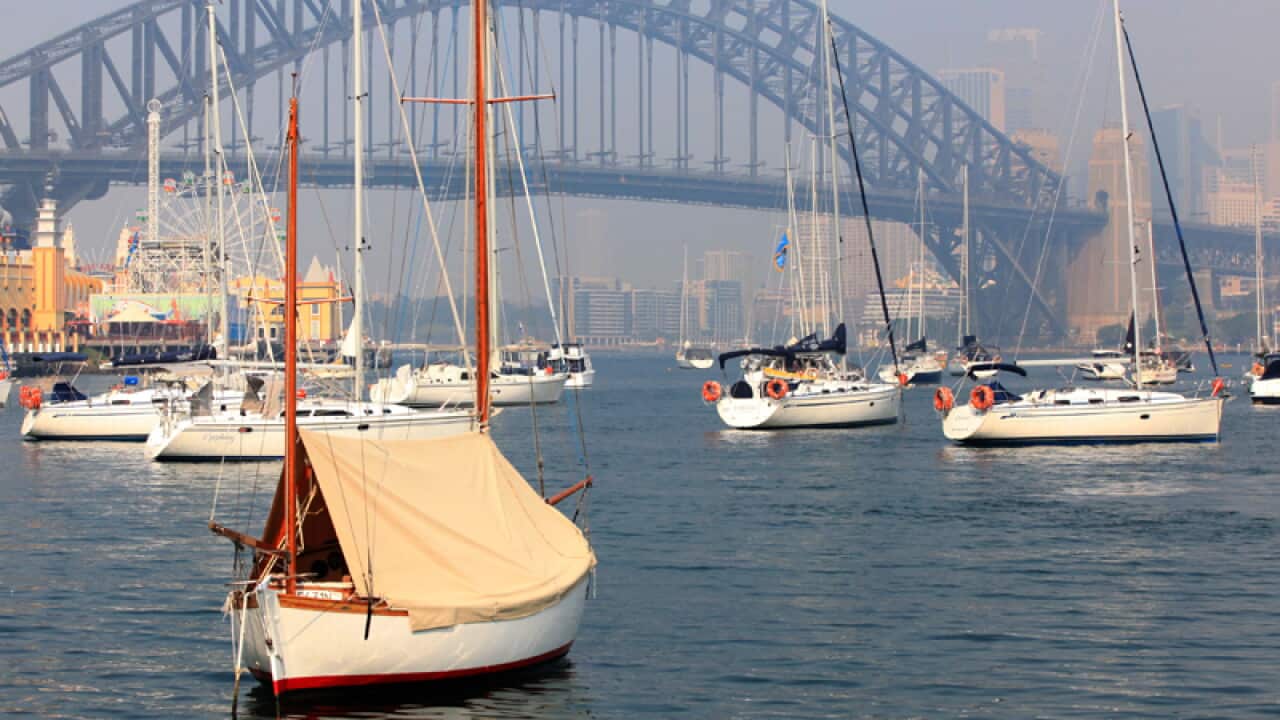 Smoke covers the Sydney city skyline
