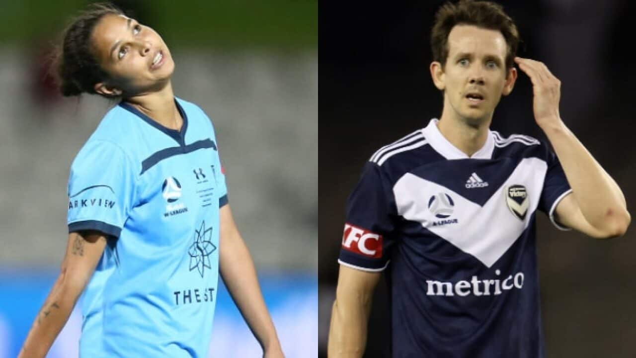 Allira Toby of Sydney FC and Melbourne Victory's Robbie Kruse