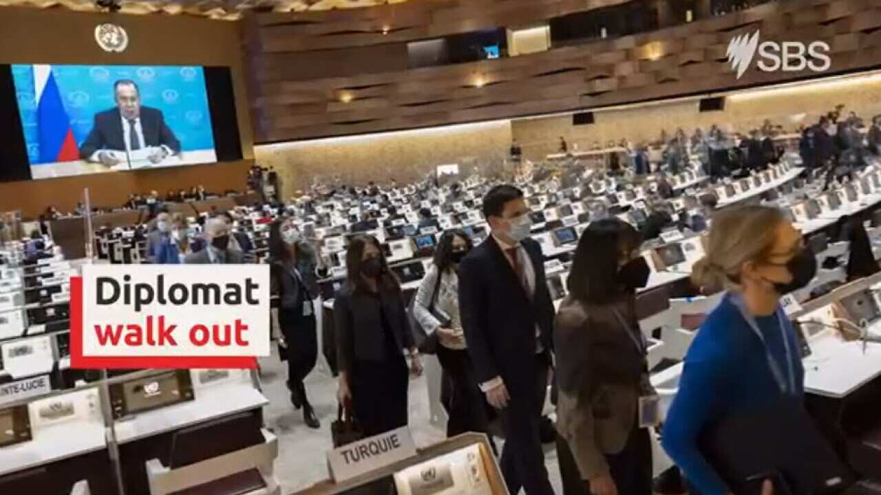 Diplomats walk out of Sergei Lavrov's UN speech