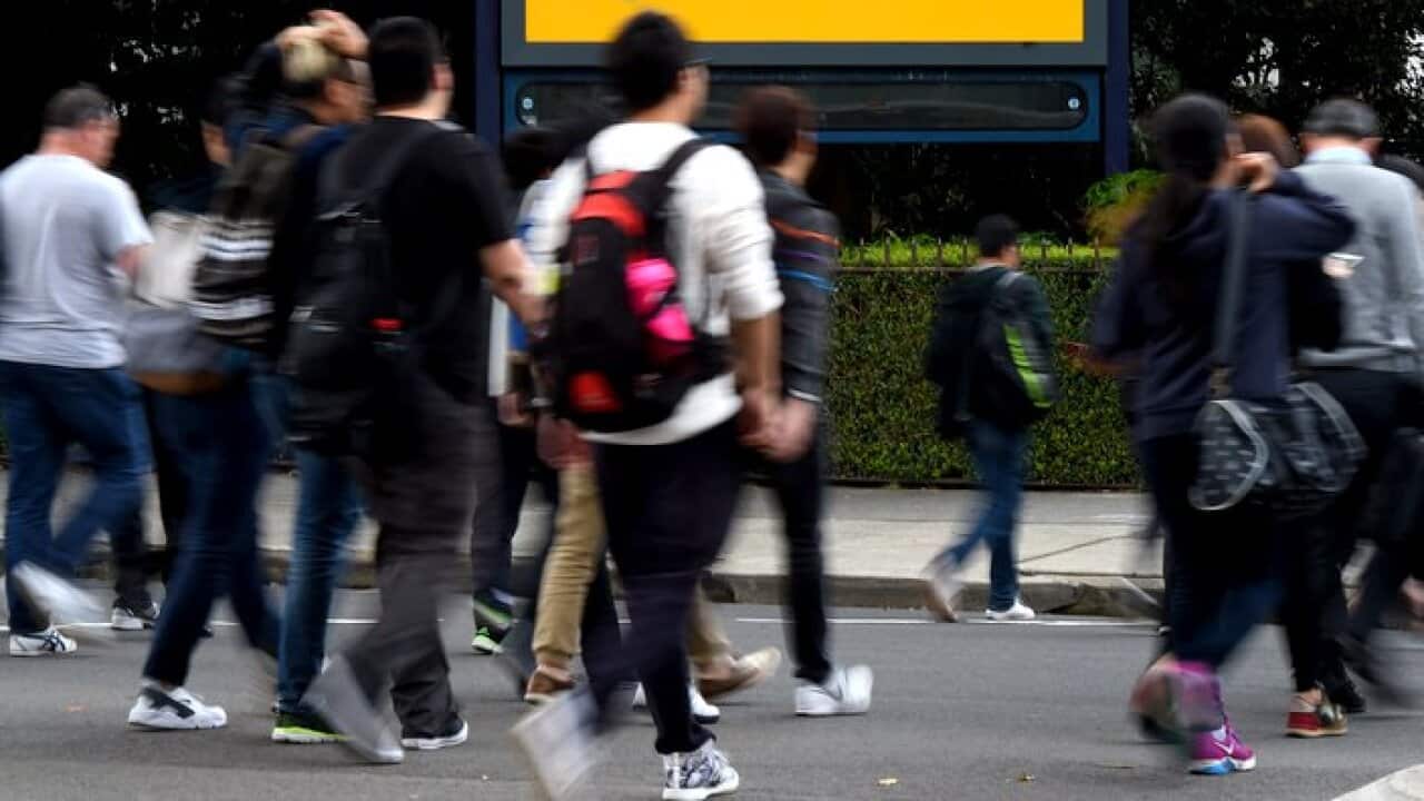 Students enter the University of New South Wales (UNSW) in Sydney