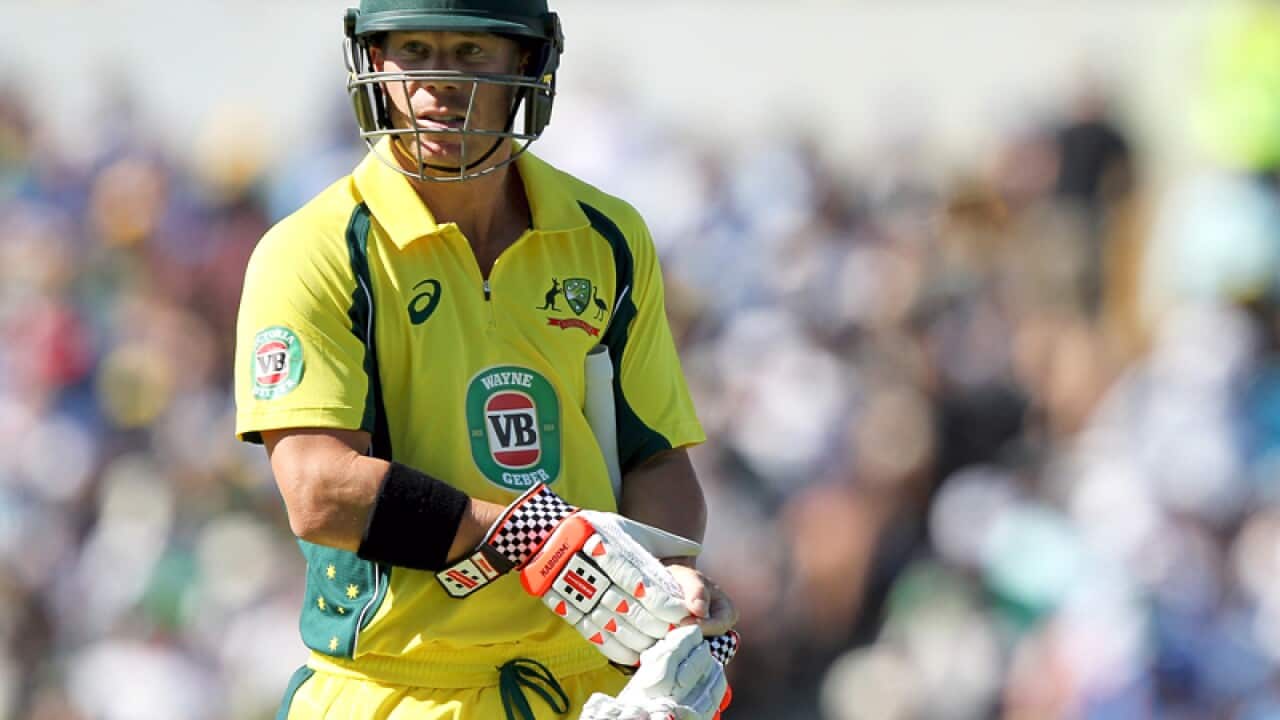 David Warner of Australia walks off the pitch