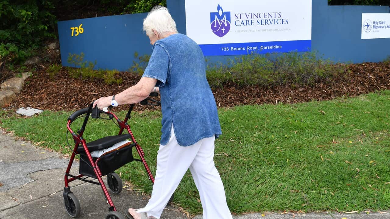 An elderly woman at a Brisbane nursing home (AAP).