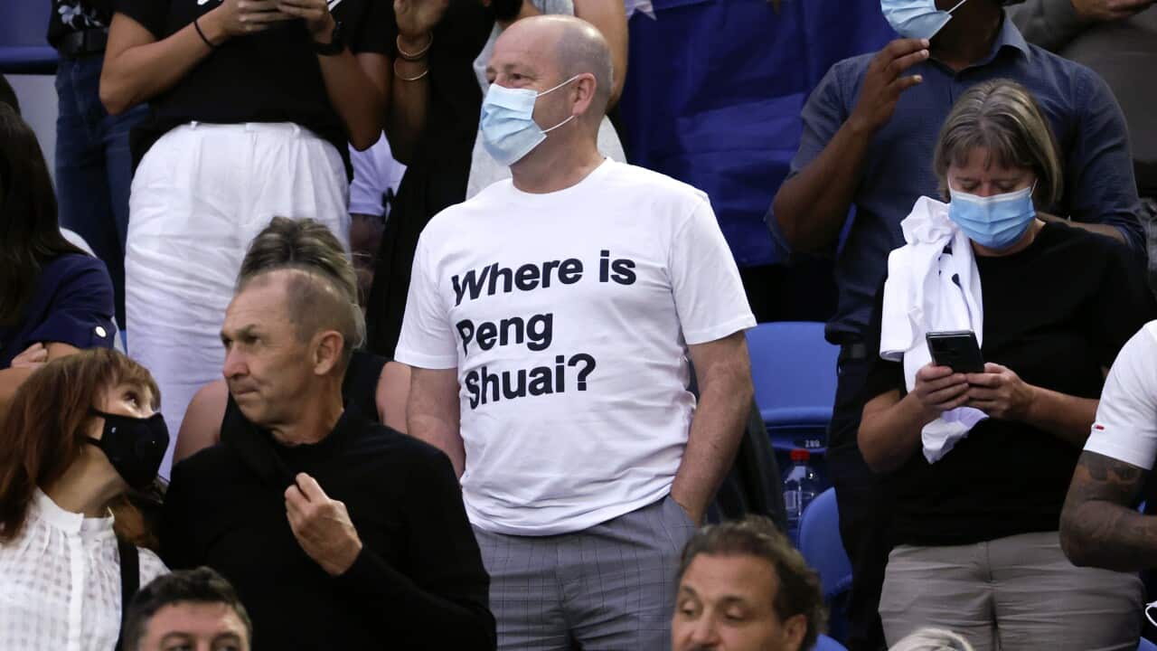 A supporter of Chinese tennis player Peng Shuai at the women's final of the Australian Open.