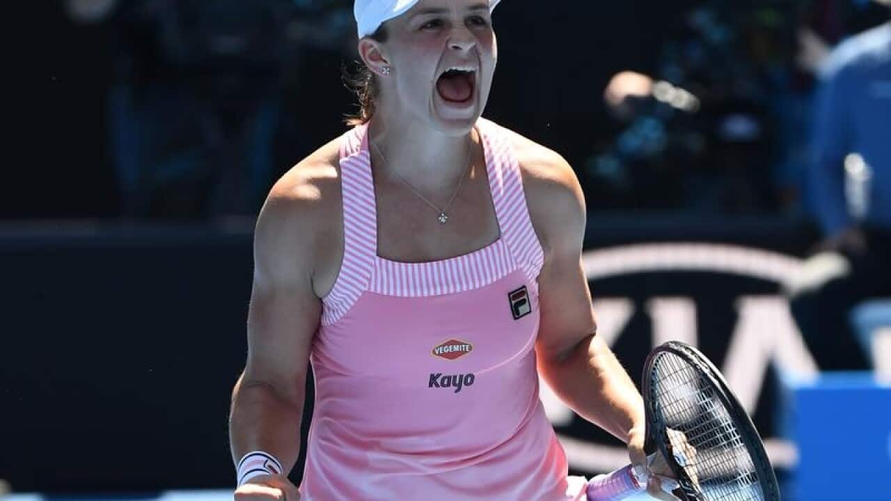 Ashleigh Barty of Australia celebrates.