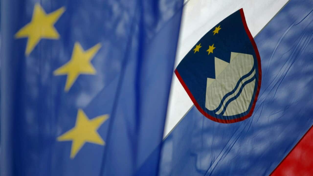 Evropska in slovenska zastava