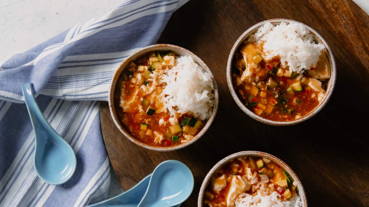 Zucchini mapo tofu