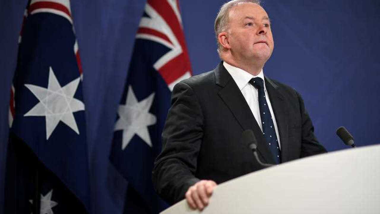 Australian Opposition Leader Anthony Albanese speaks to the media in Sydney
