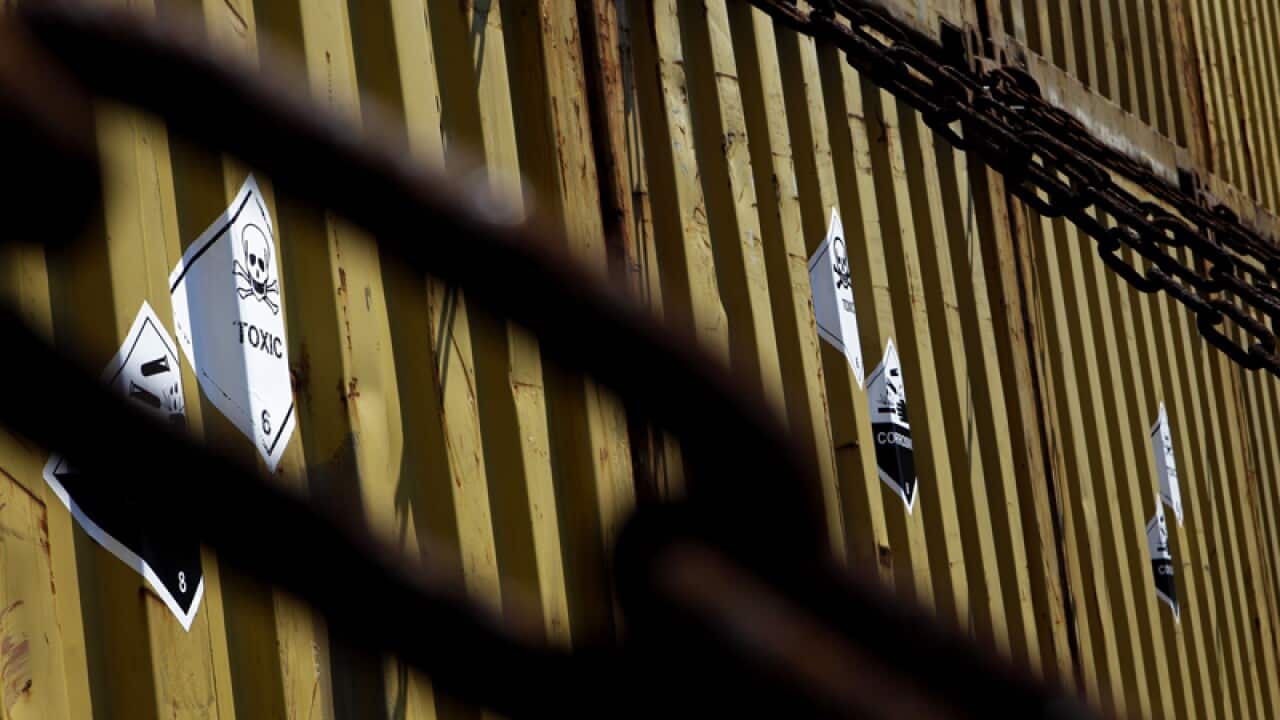 Containers carrying Syria's dangerous chemical weapons