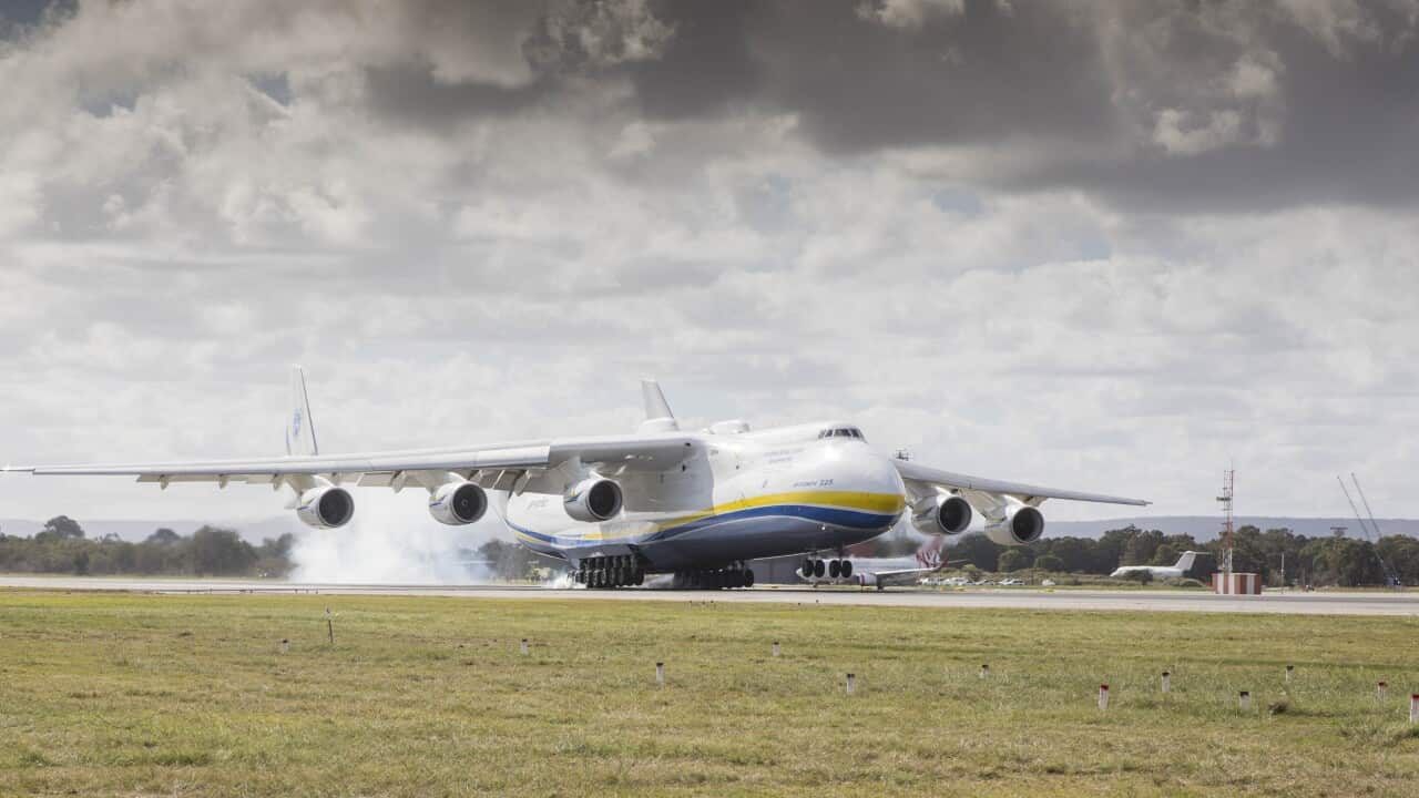 Thousands of spectators have lined up around Perth Airport to watch the world's biggest plane touch down in Australia for the first time
