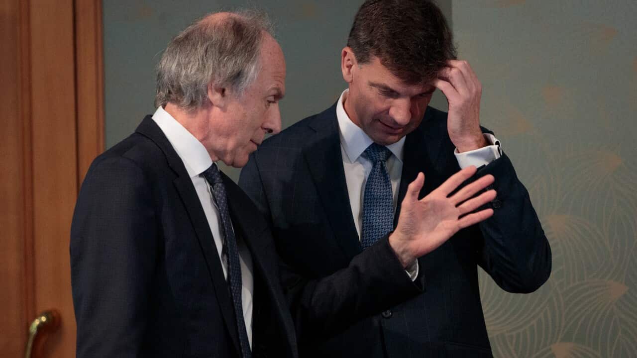 Chief scientist Alan Finkel and Minister Angus Taylor of Energy