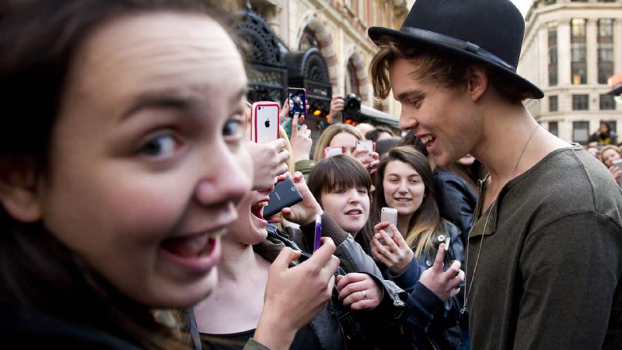 Ashton Irwin arrives at Capital Radio in Leicester Square.