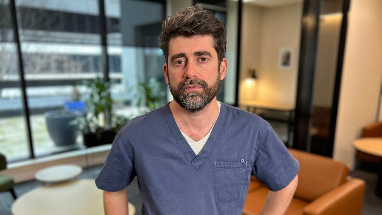 Jean-Philippe Miller is an emergency nurse based in the Red Cross field hospital in Rafah, Gaza (SBS Scott Cardwell).jpg