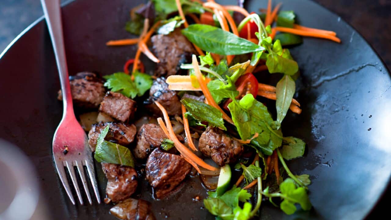 Black Angus beef with lucky sauce (bo luc lac) recipe | SBS Food