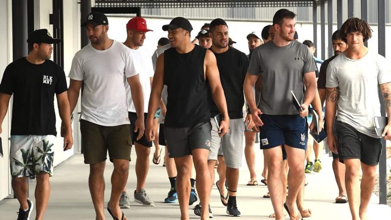 Gold Coast players at Titans headquarters at Parkwood