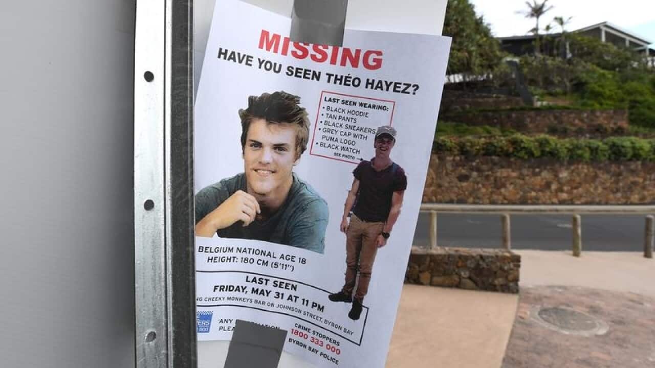 A missing persons flyer for backpacker Theo Hayez