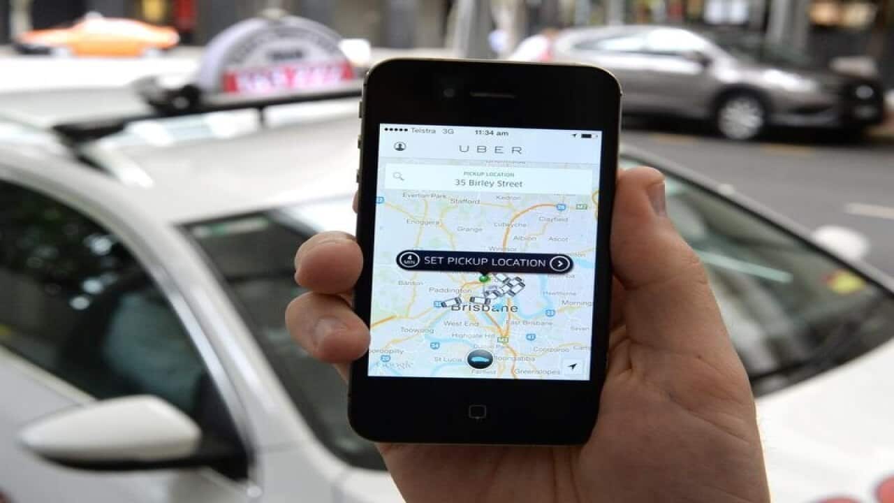 The Uber app in Brisbane