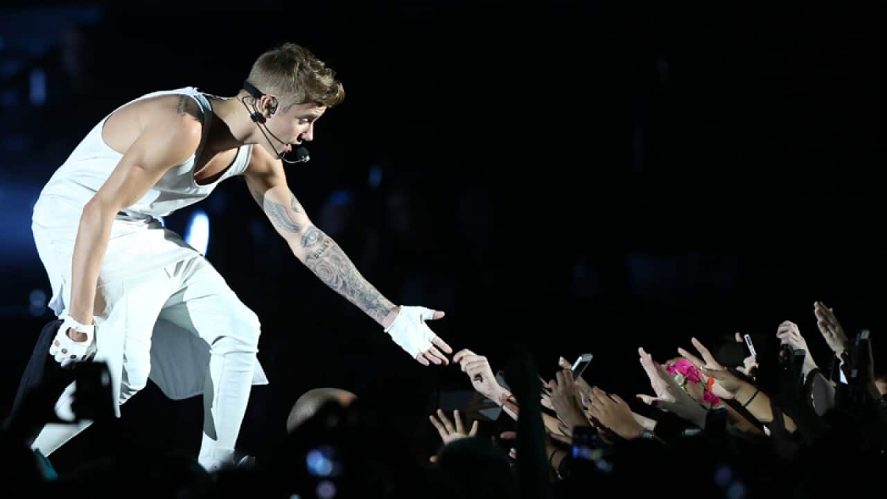 Canadian pop star Justin Bieber performs at Allphones Arena in Sydney