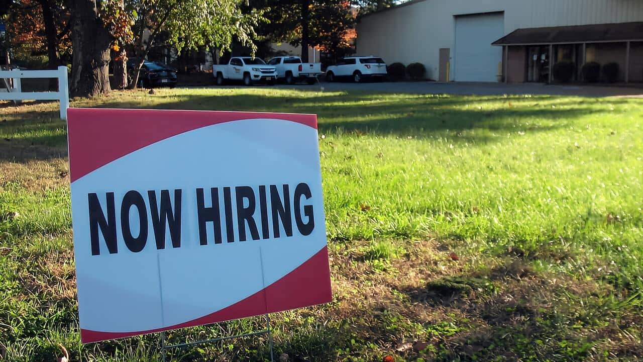 Now hiring sign