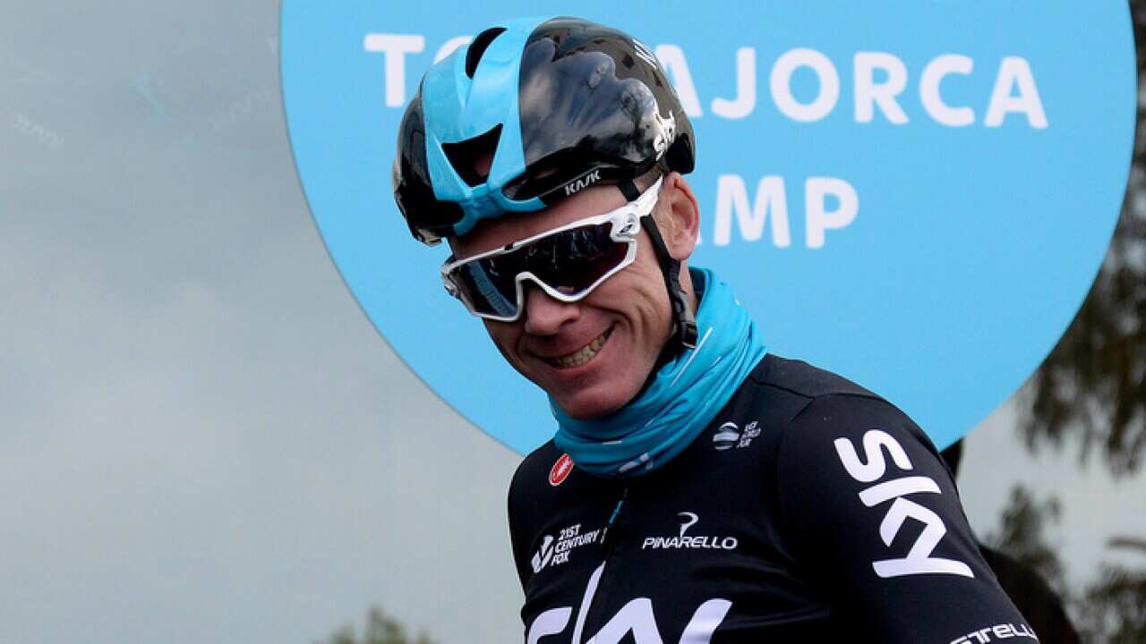 Britain's Chris Froome arrives back at his hotel after training in Palma de Mallorca,