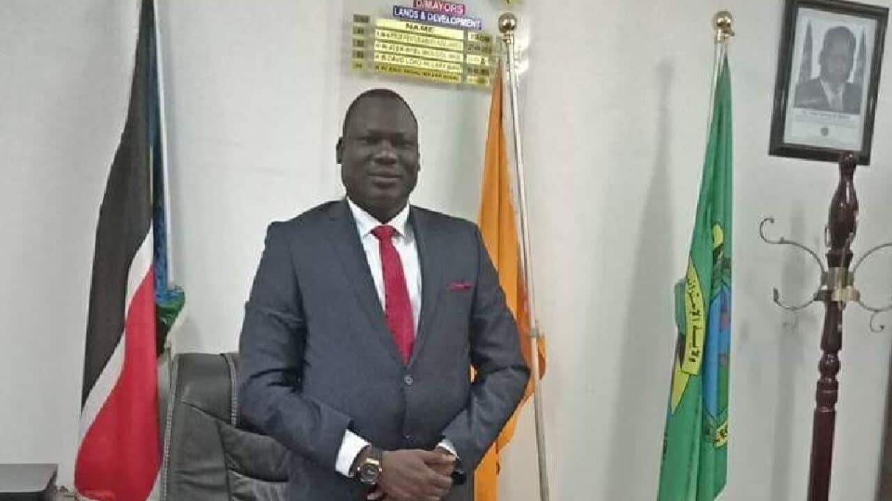 Juba's Deputy Mayor Thiik Thiik Mayardit in his office