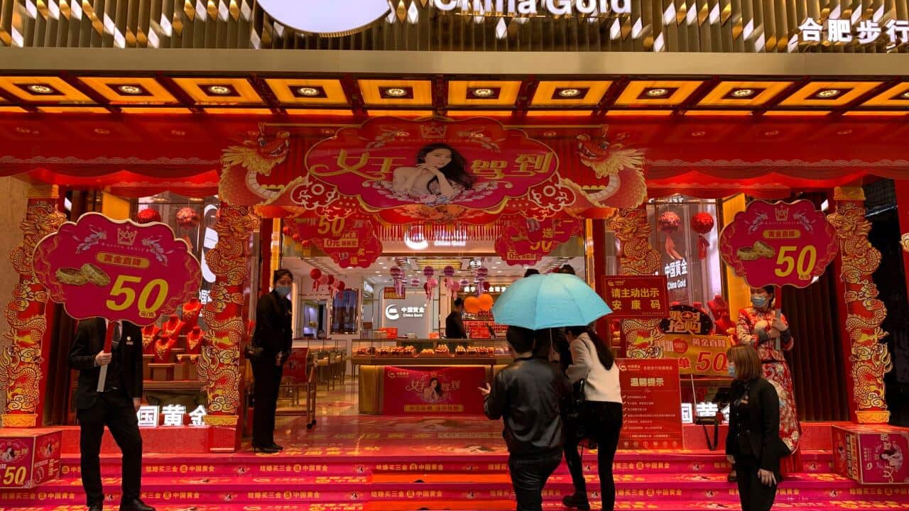 Shopping street in Hefei, in central China,
