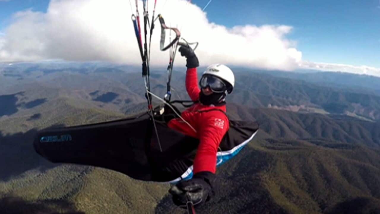 Iranian refugee Pedram Shiari competing in the elite Paragliding World Cup in Victoria.
