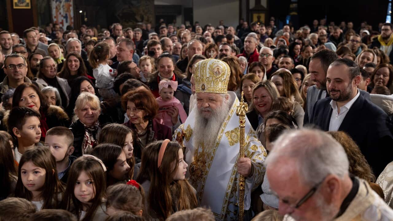 Orthodox Christmas Day mass in Skopje