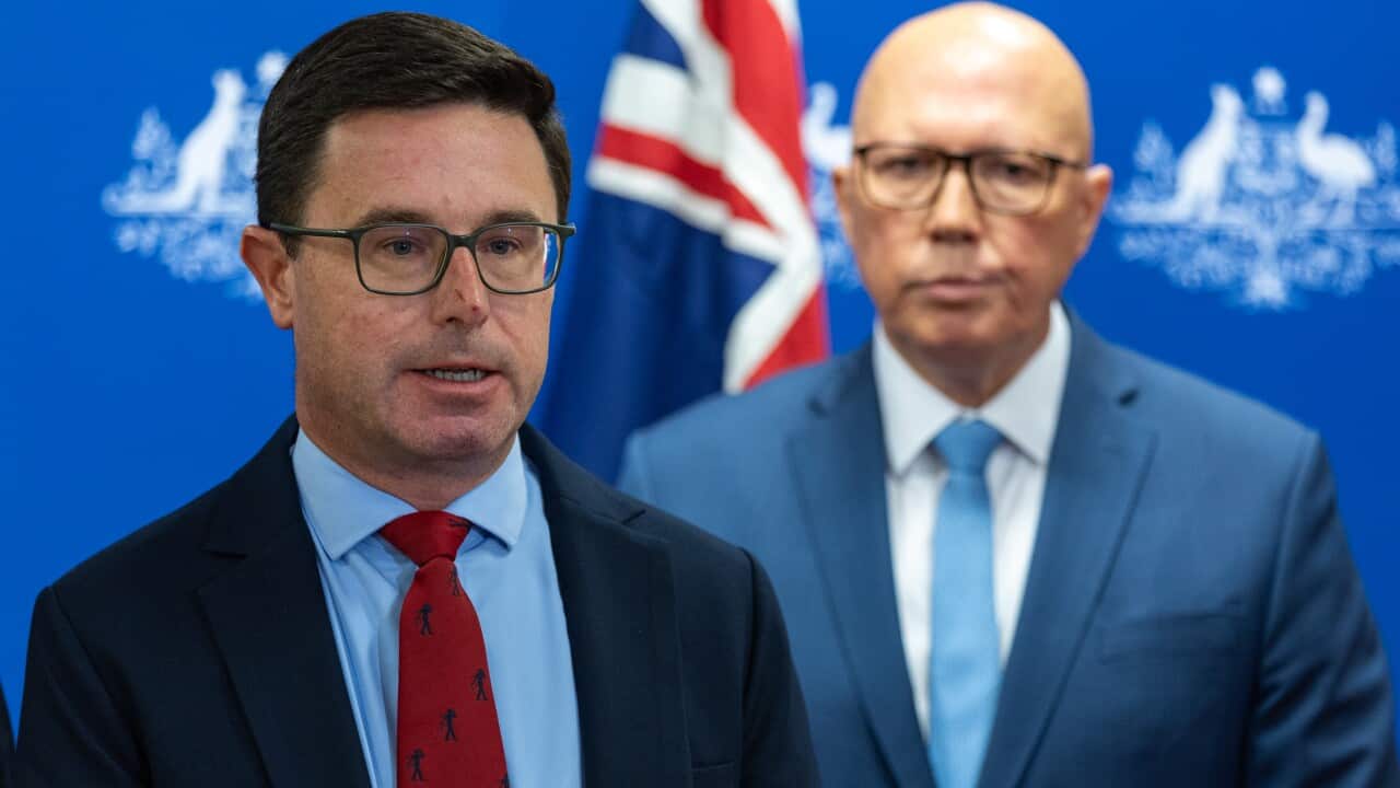 Nationals leader David Littleproud with Liberal leader Peter Dutton (AAP)