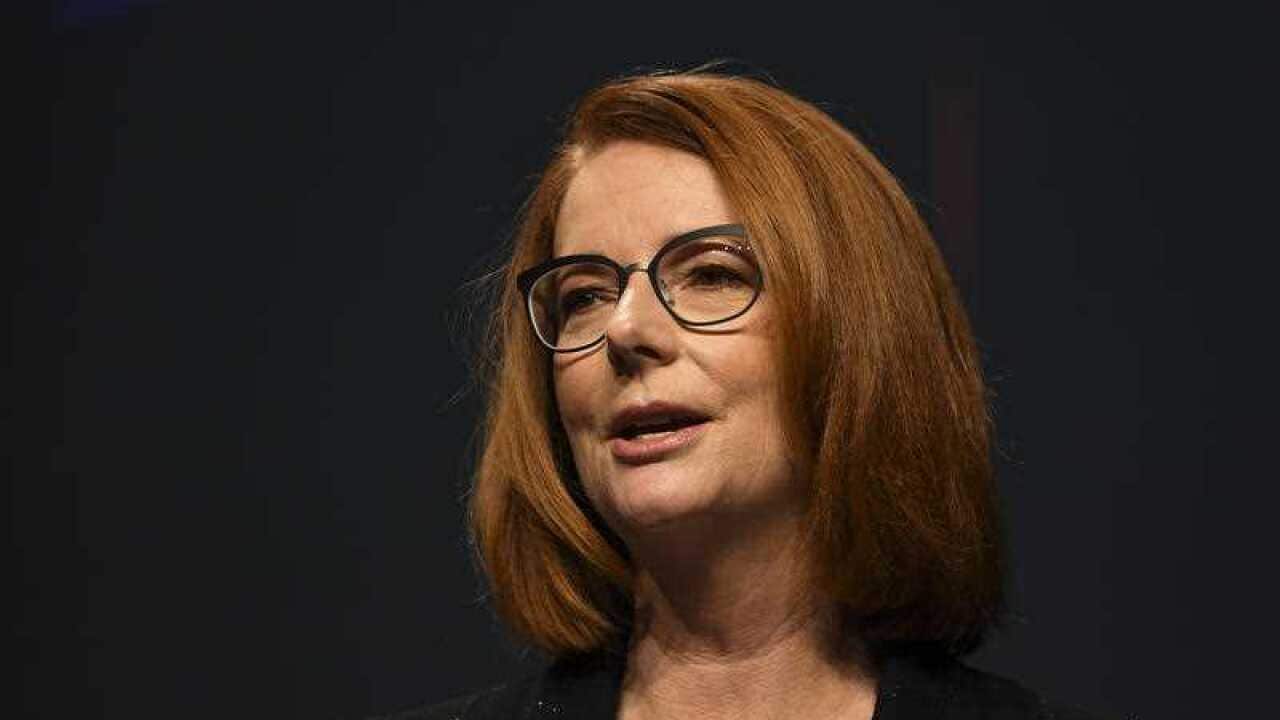 Former Australian Prime Minister Julia Gillard speaking at conference