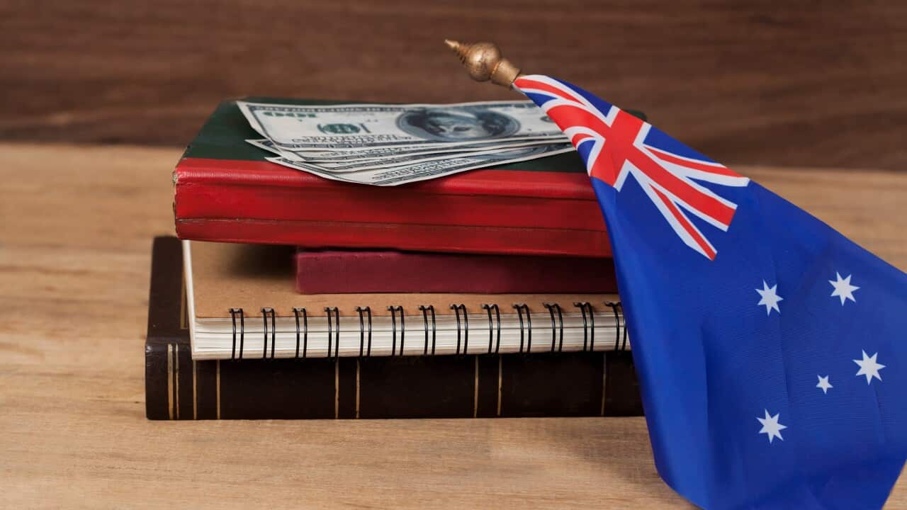 Education in Australia concept,passport on Australia flag