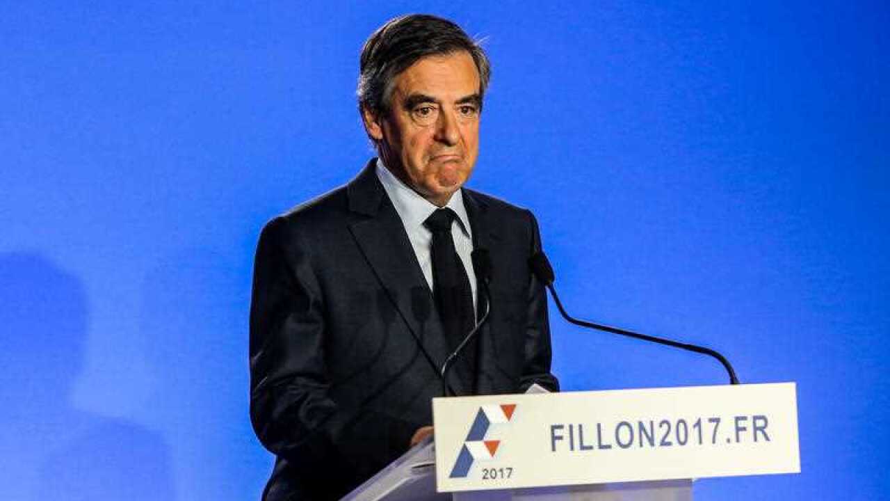 French presidential election candidate for the right-wing Les Republicains (LR) party Francois Fillon gives a press conference on March 1, 2017