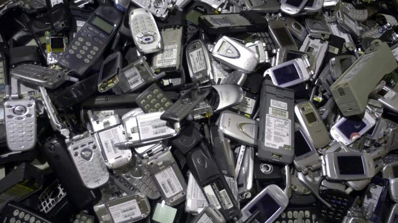 Cell phones are shown in a box