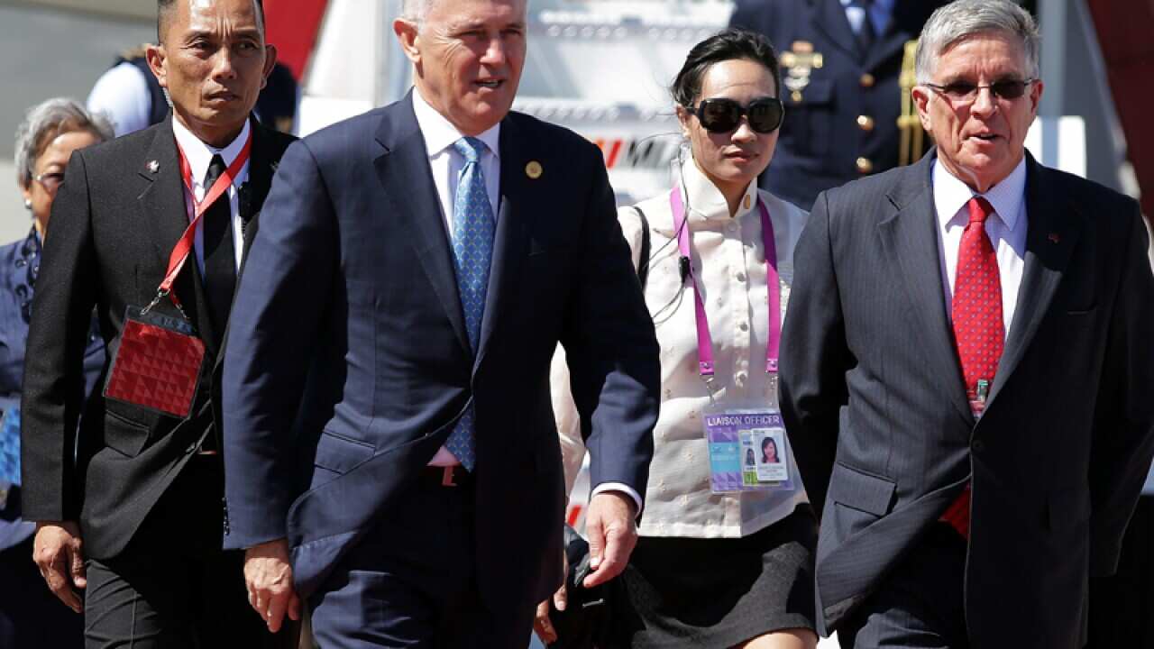 Malcolm Turnbull on arrival in Manila