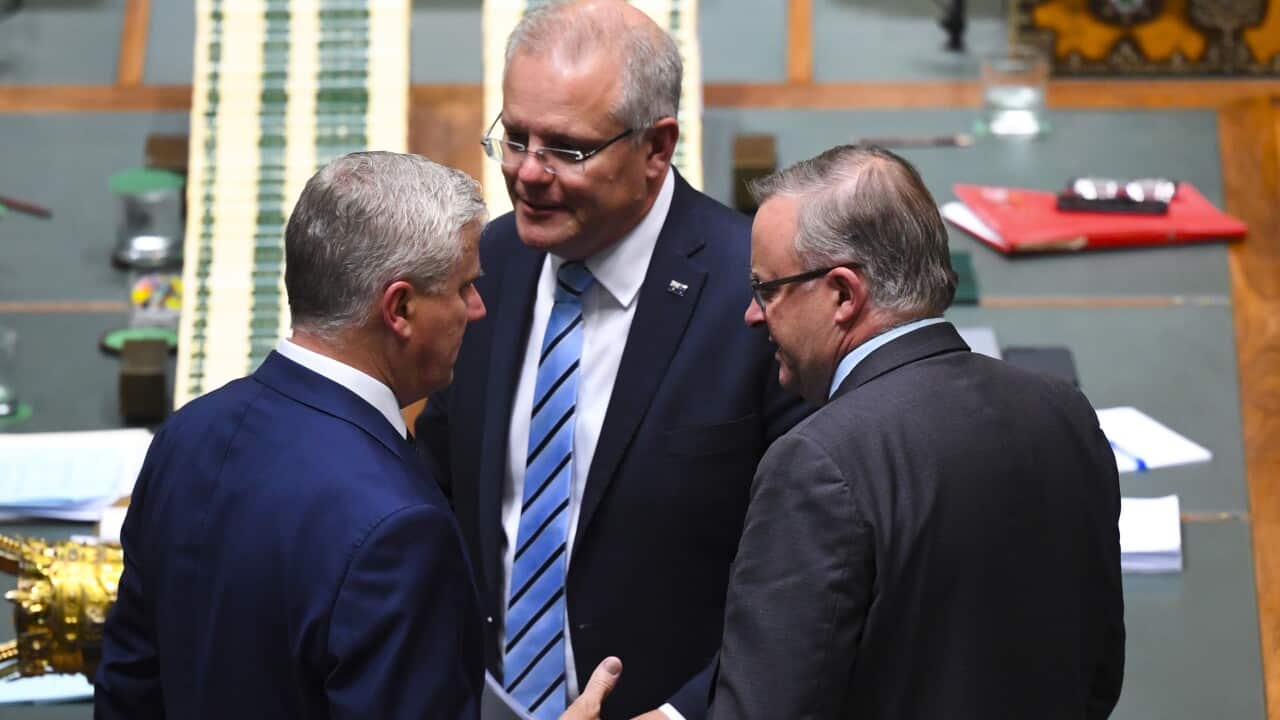 Prime Minister Scott Morrison, Opposition Leader Anthony Albanese and Deputy Prime Minister Michael McCormack.