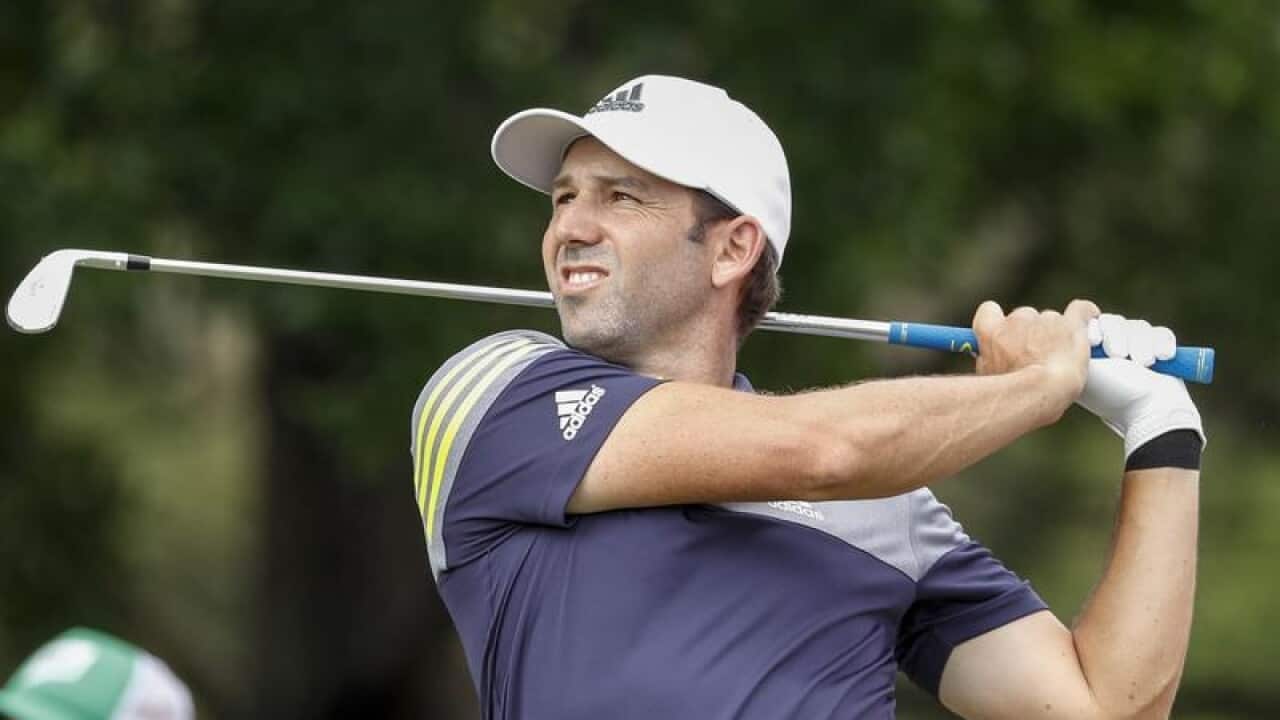 Golfer Sergio Garcia in action.