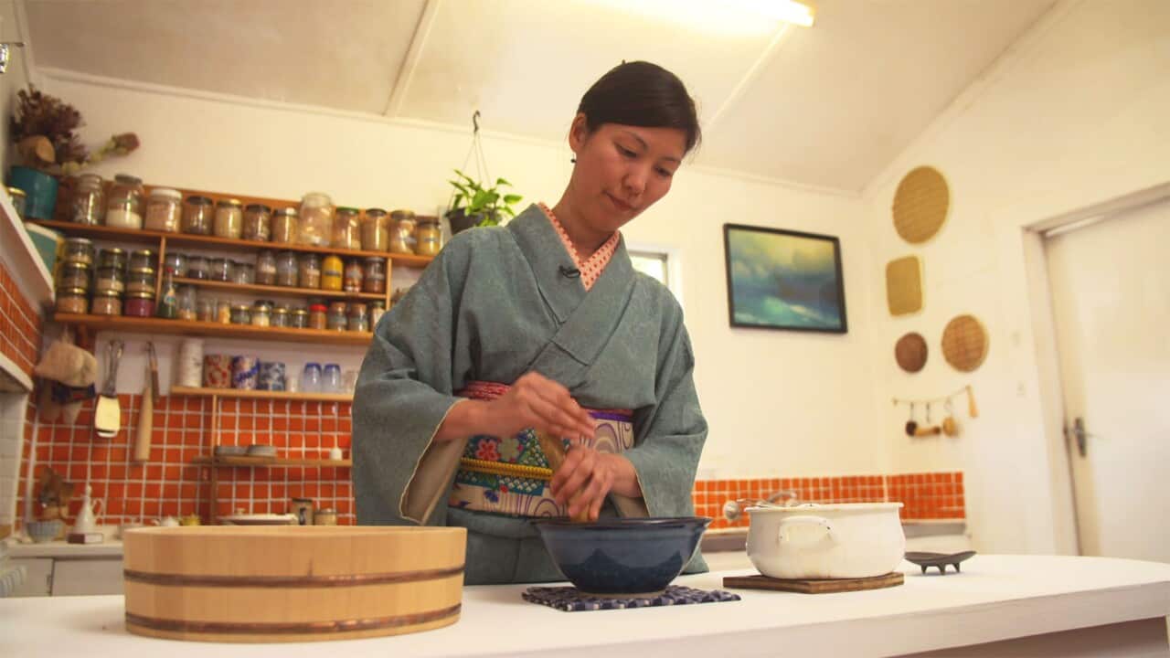 Yoko Nakazawa creating her miso.