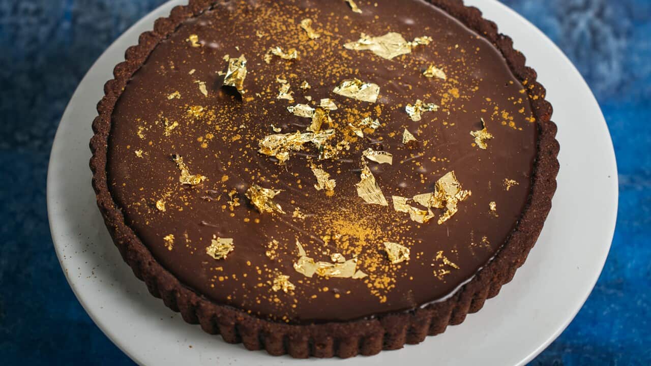 Vegan chocolate tart with spiced chocolate ganache