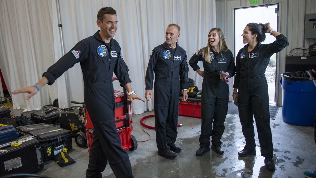 Polaris Dawn crew Fighter Jet training. The crew Mission Commander Jared Isaacman, Mission pilot Scott Poteet, mission specialist Sarah Gillis and mission specialist and medical officer Anna Menon