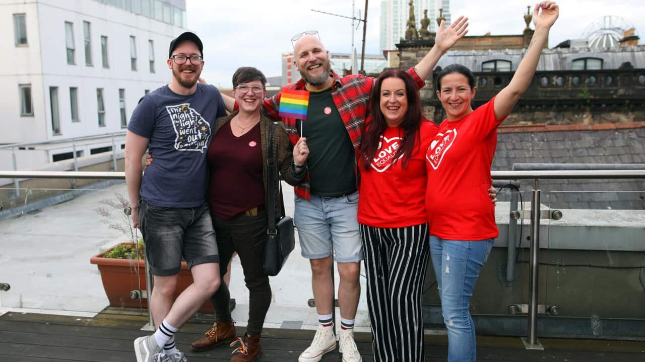 Members of the LGBT community in Belfast celebrate